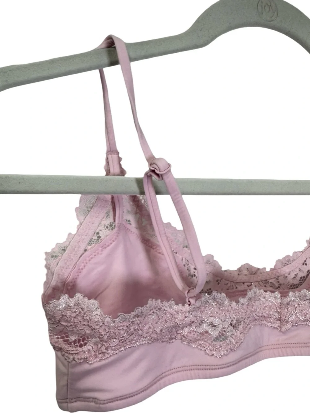 SKIMS Pink Lace Trim Bralette Medium Soft Stretch Triangle Bra - Picture 5 of 6